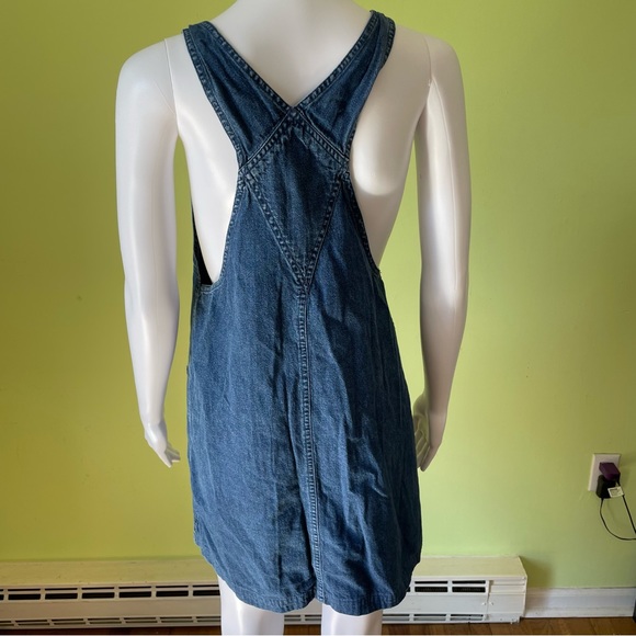 VINTAGE 90s MARSH LANDING DENIM JEAN EMBROIDERED STAR OVERALL DRESS SIZE SMALL - Picture 2 of 7